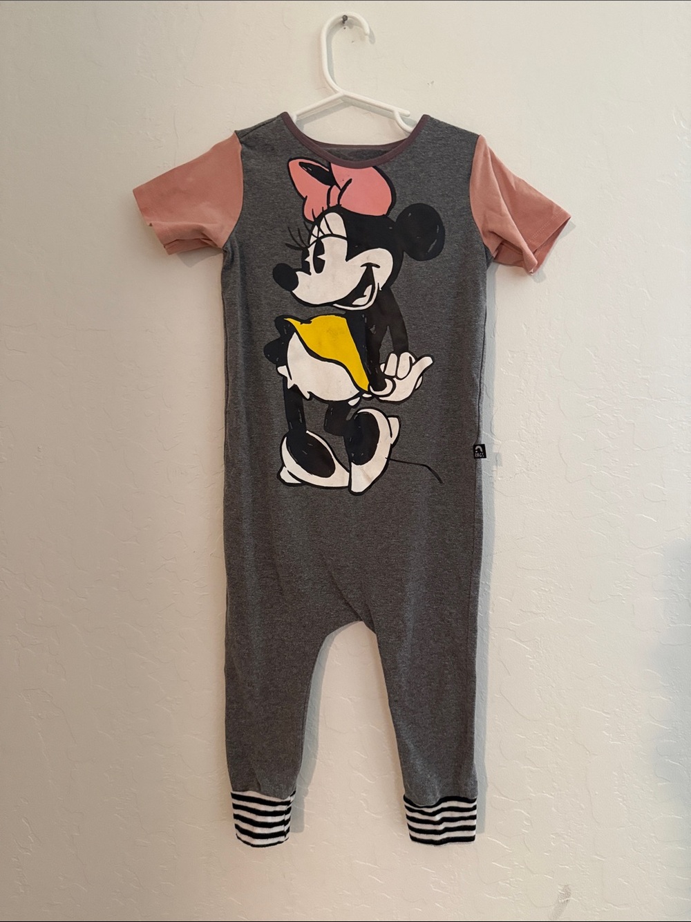 Minnie Mouse Grey and Pink Kids Footed One-Piece